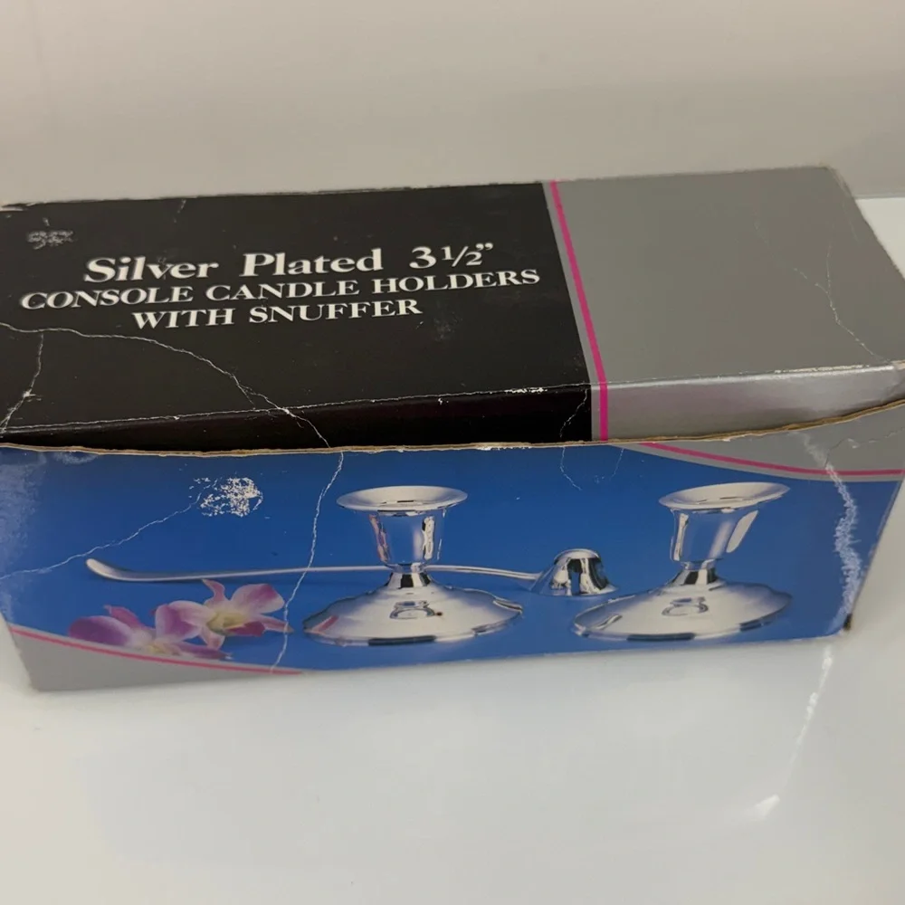Silver Candlestick Holders and Snuffer Set